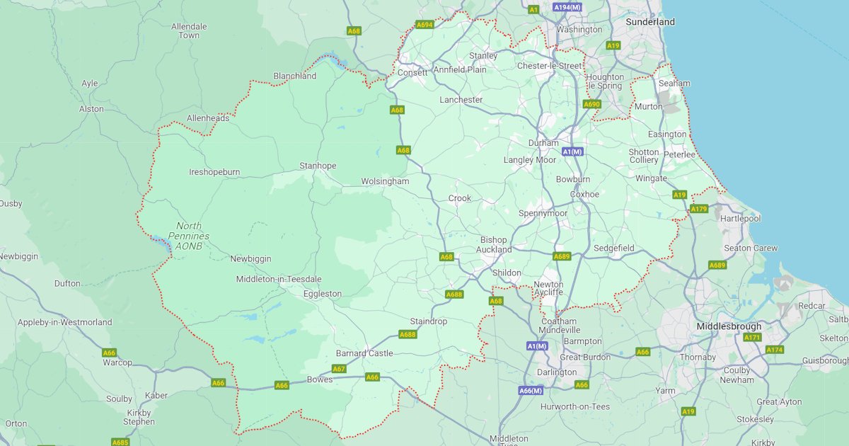 Map of County Durham