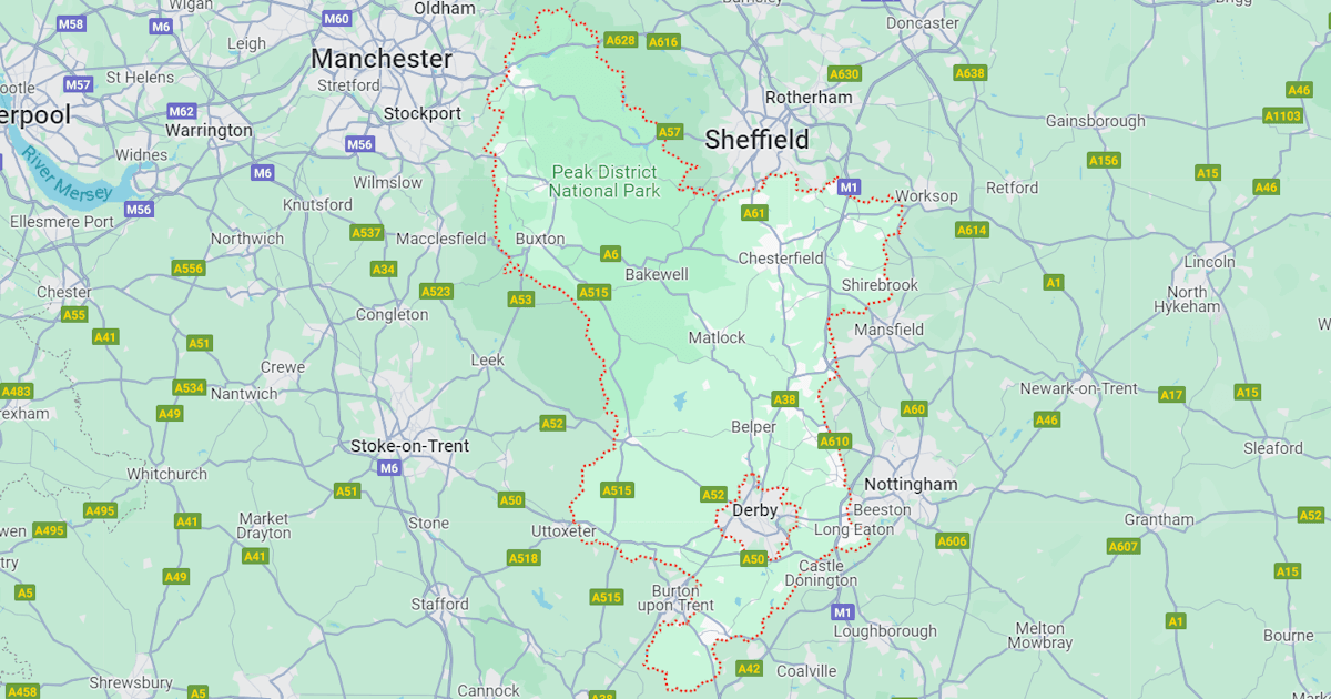 Map of Derbyshire