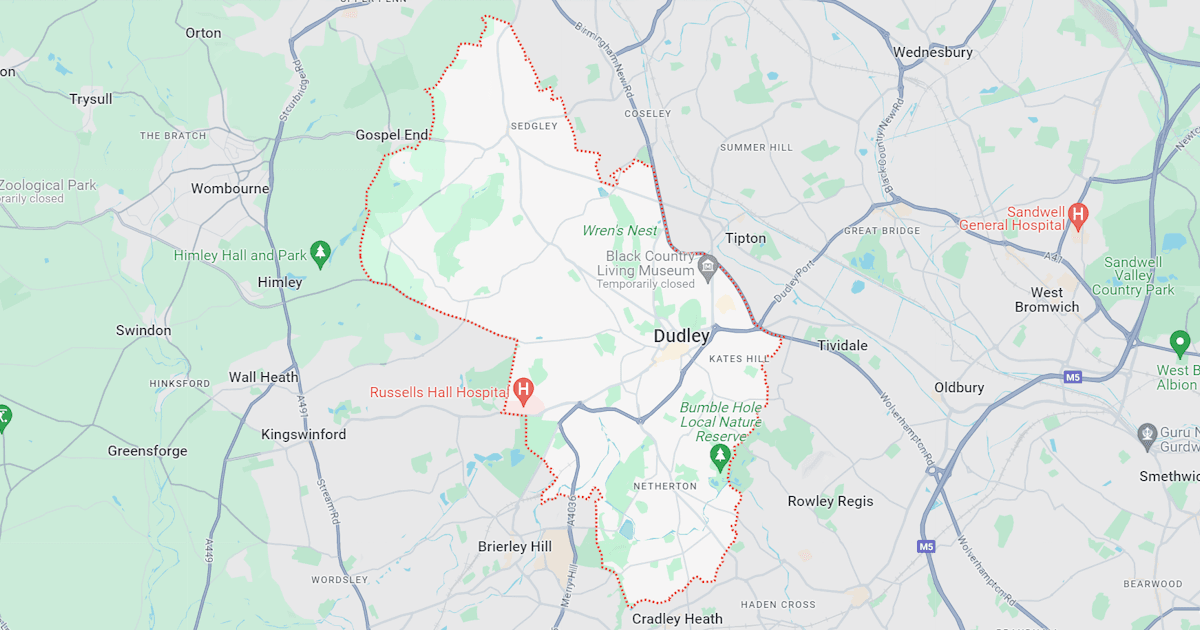 Map of Dudley