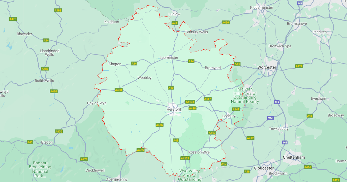 Map of Herefordshire