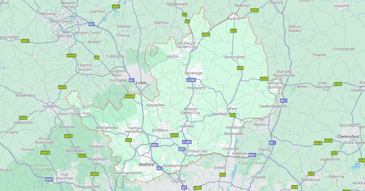 Map of Hertfordshire