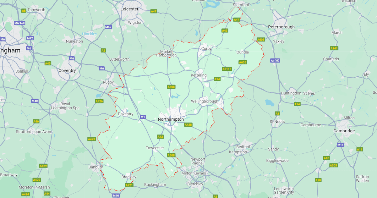 Map of Northamptonshire