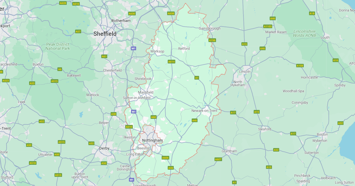 Map of Nottinghamshire