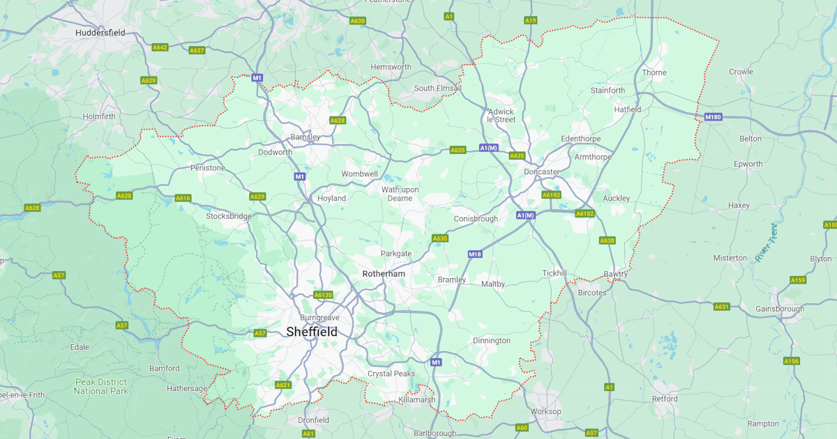 Map of South Yorkshire