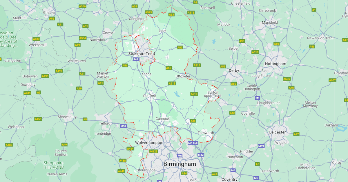 Map of Staffordshire