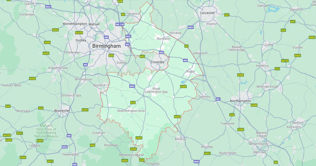 Map of Warwickshire