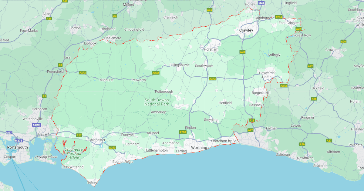 Map of West Sussex