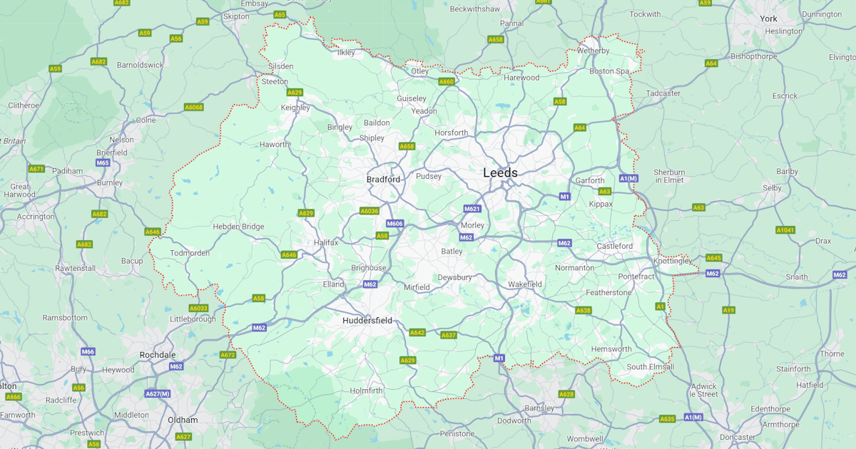 Map of West Yorkshire