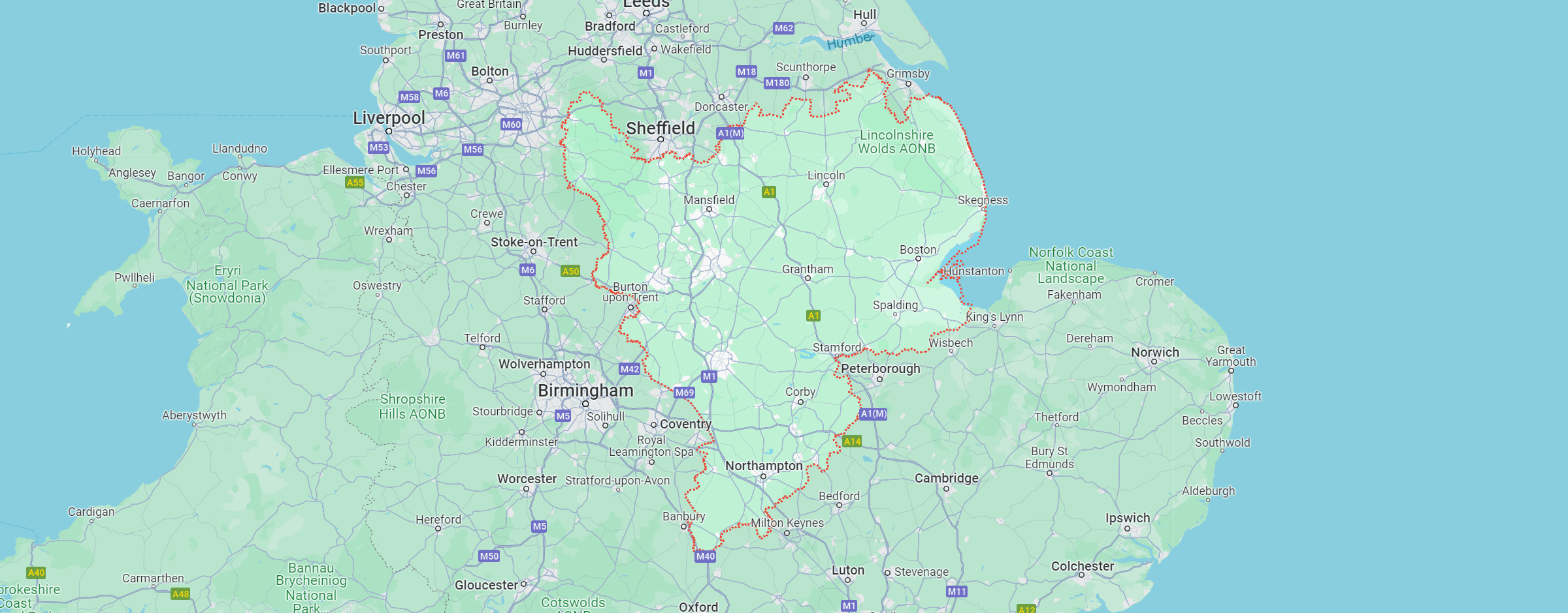 Map of East Midlands