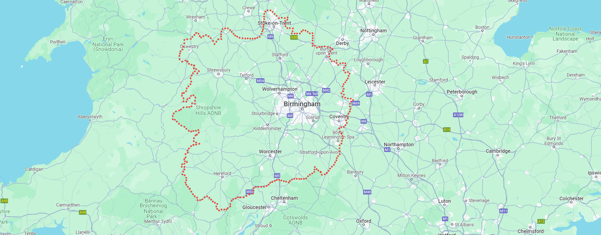 Map of West Midlands